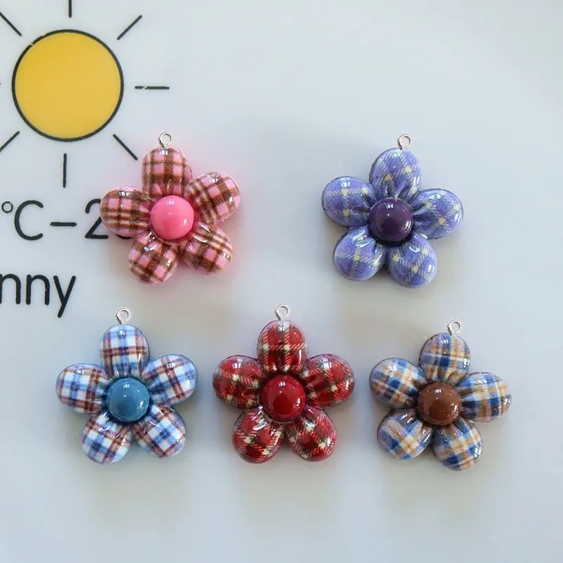 Resin Art Resin - 10Pcs Sweet Flower Planar Resin Pendant