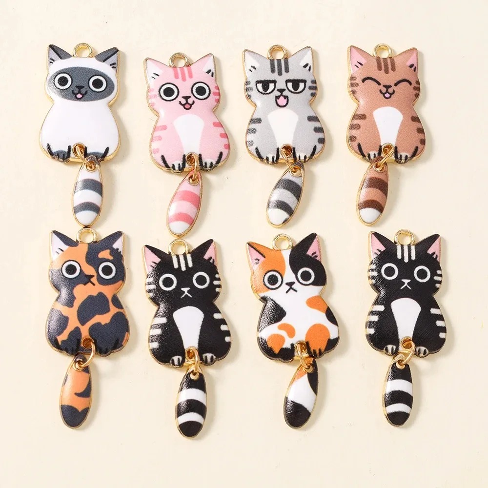 Resin Art Diy Kit - 10Pcs 16×39mm Cute Cartoon Cat Resin