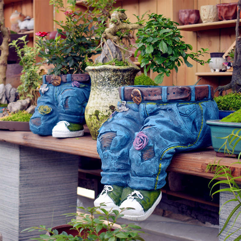 Resin Artist - Resin Garden Denim Plant Pots Outdoor