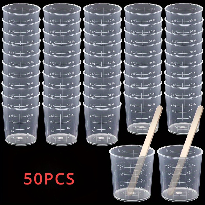 Resin Mixing Cup - 50Pcs Graduated Cup Clear Epoxy Mixing