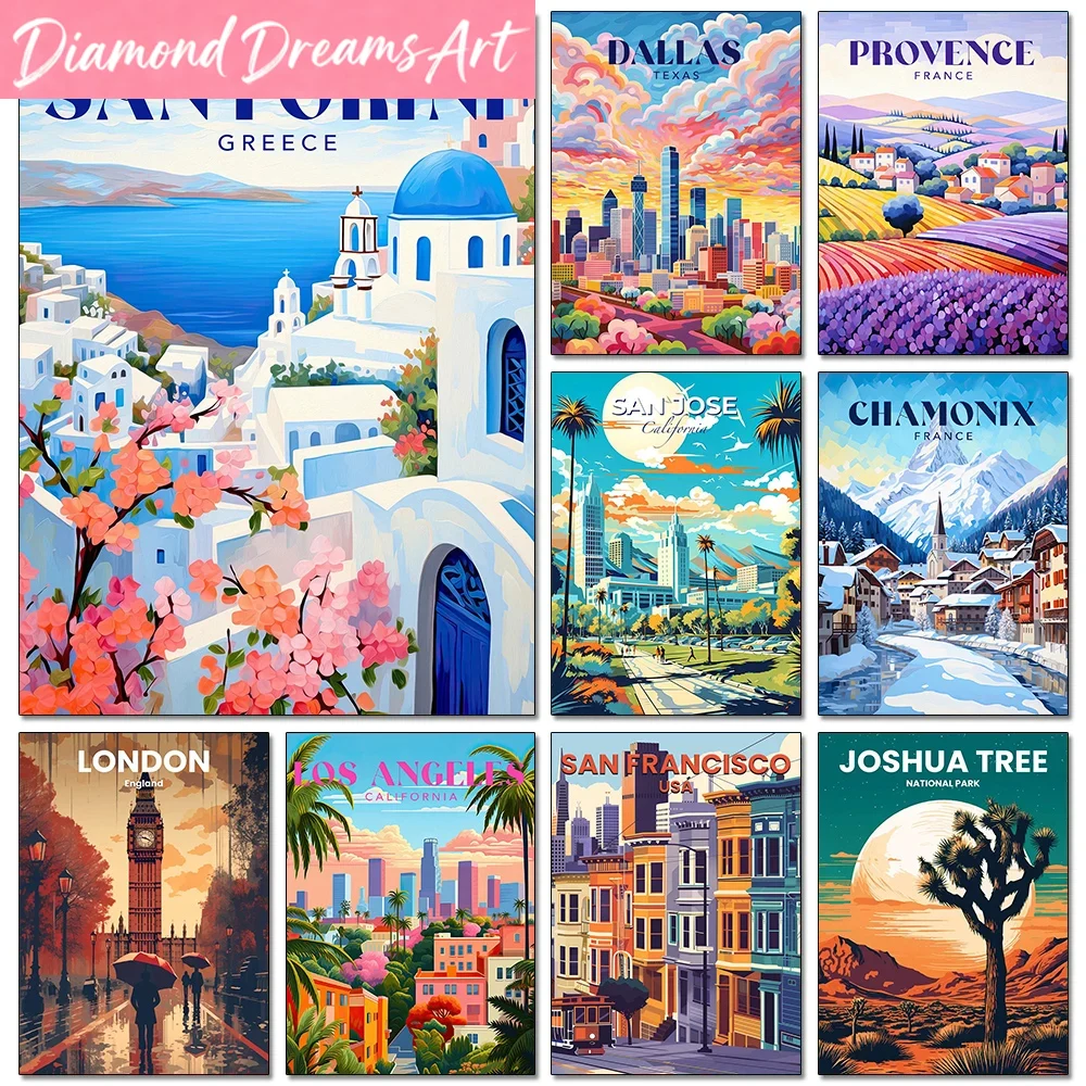 Resin Art World - Frameless，DIY Beautiful Travel City Posters Diamond