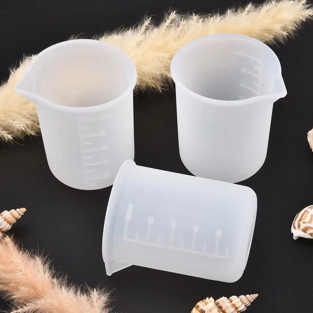 Resin Mixing Cup - 5pcs 100ml Silicone Measuring Cup Transparent