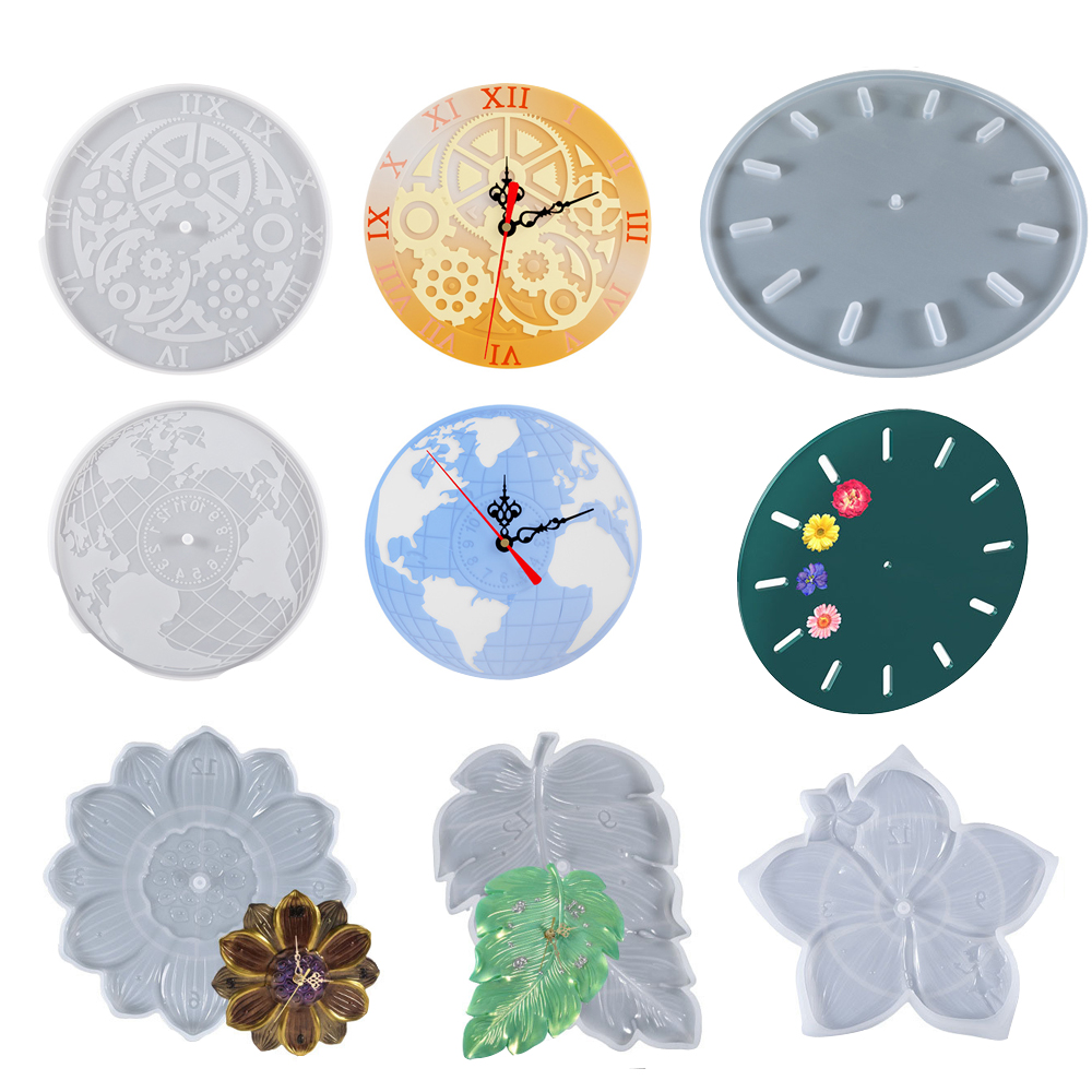 Resin Art World - World Map Lotus Leaf Sakura Clock