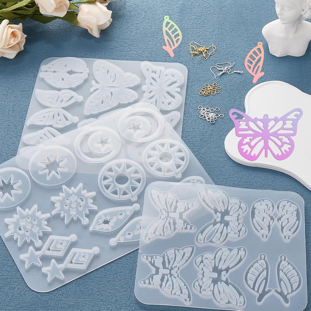 Resin Art Earrings Kit - A95D-143Pcs Resin Earring Mold Kit Silicone