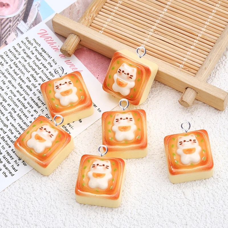 Resin Art Diy Kit - 10Pcs Kawaii Cat Toast Bread Resin