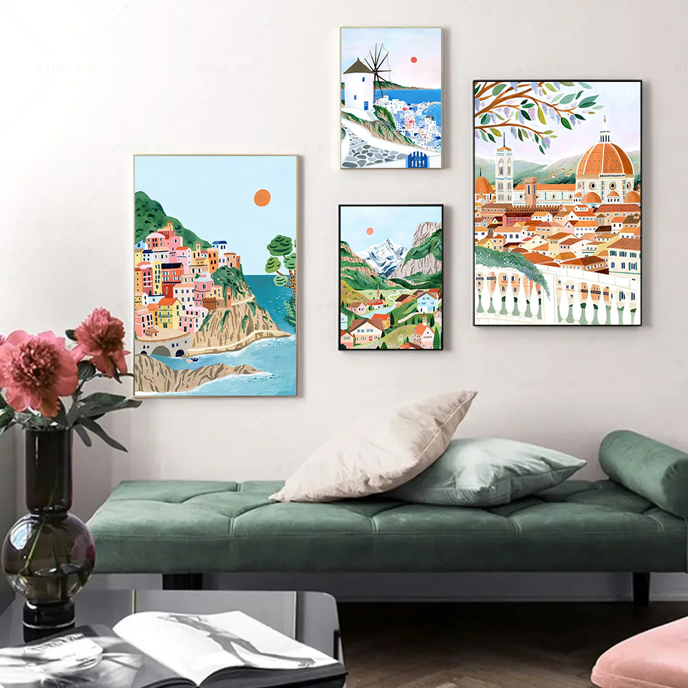 Resin Art World - World Travel City Poster Landscape Greece