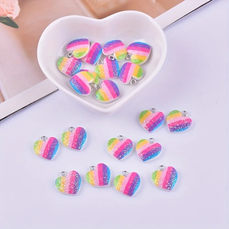 10Pcs Colorful Heart Resin Cha - Resin Art Diy Kit 评论和价格