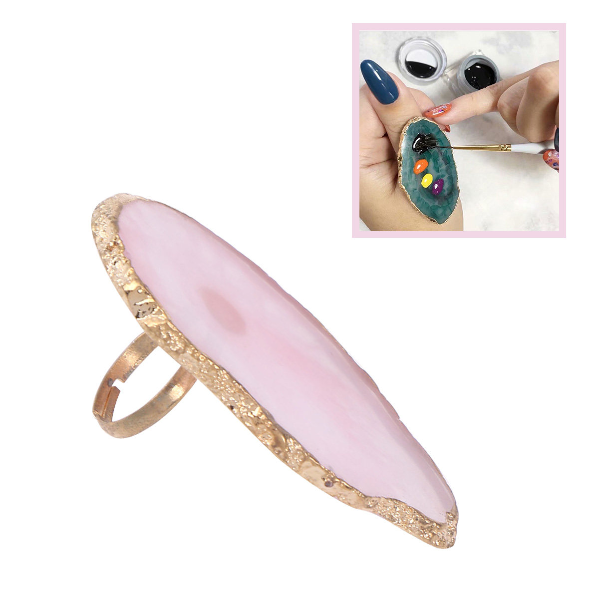 Mini Finger Ring Nail Art Pale - Resin Art Ring Design 评论和价格