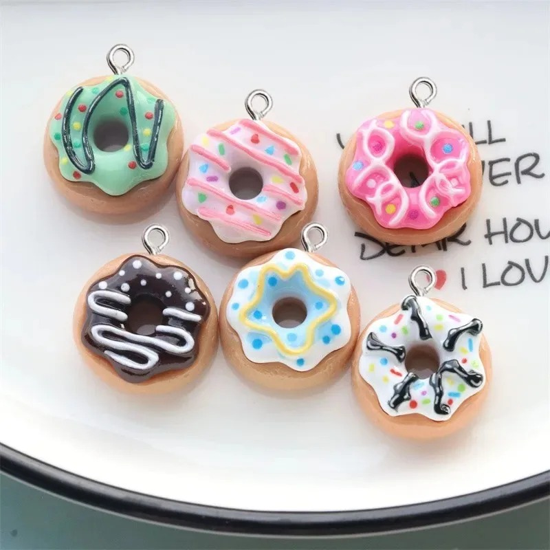 10Pcs Resin Donut Charms Color - Resin Art Pendant 评论和价格