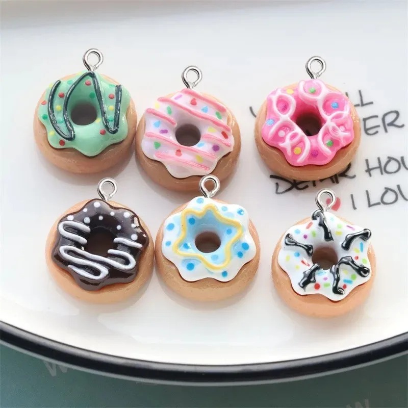 10Pcs Resin Donut Charms Color - Resin Art Pendant 评论和价格