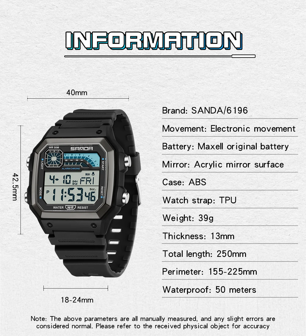 SANDA 6196 Men Electronic Watc - Resin Art Underwater 评论和价格
