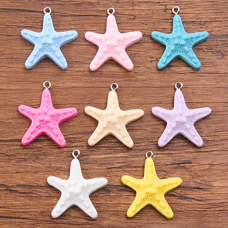 10Pcs Dopamine Color Starfish  - Resin Art Pendant 评论和价格