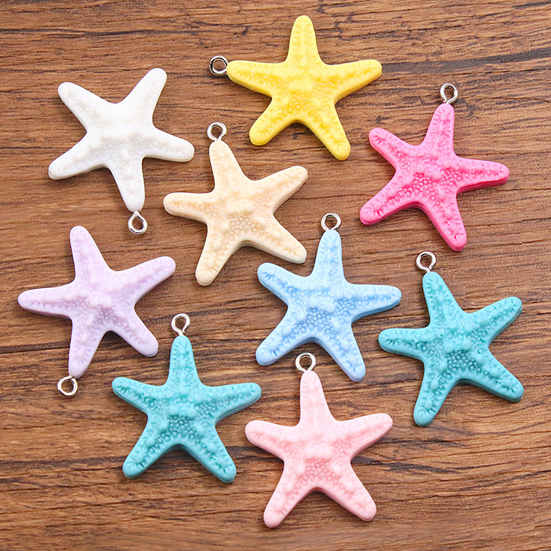 10Pcs Dopamine Color Starfish  - Resin Art Pendant 评论和价格