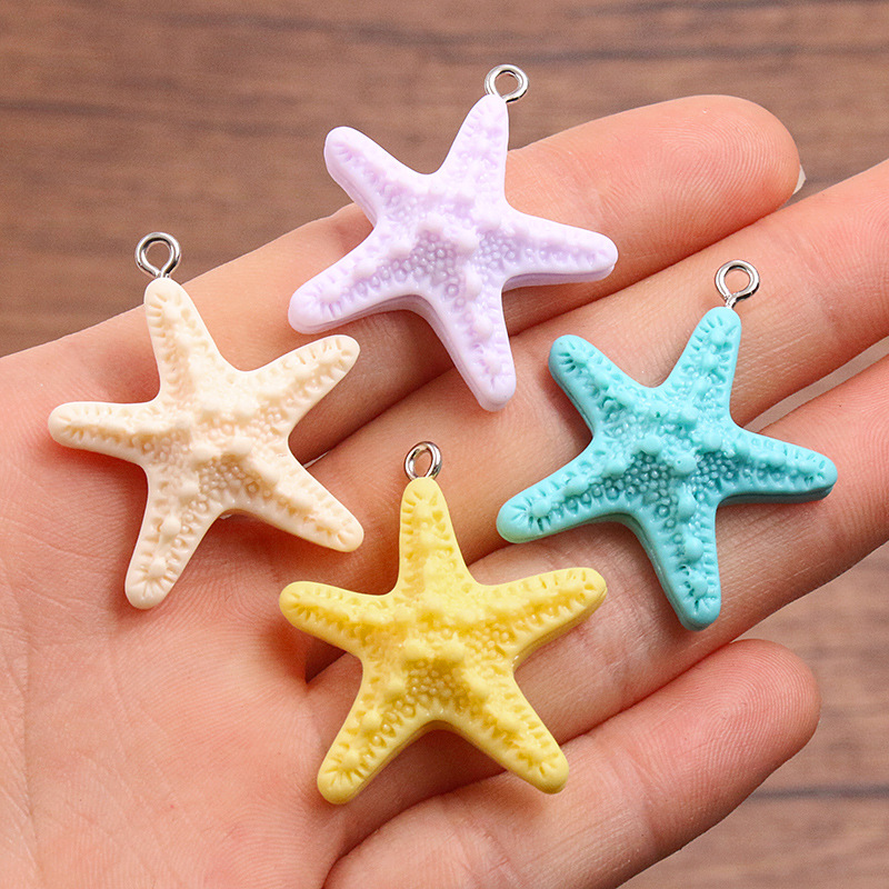 10Pcs Dopamine Color Starfish  - Resin Art Pendant 评论和价格