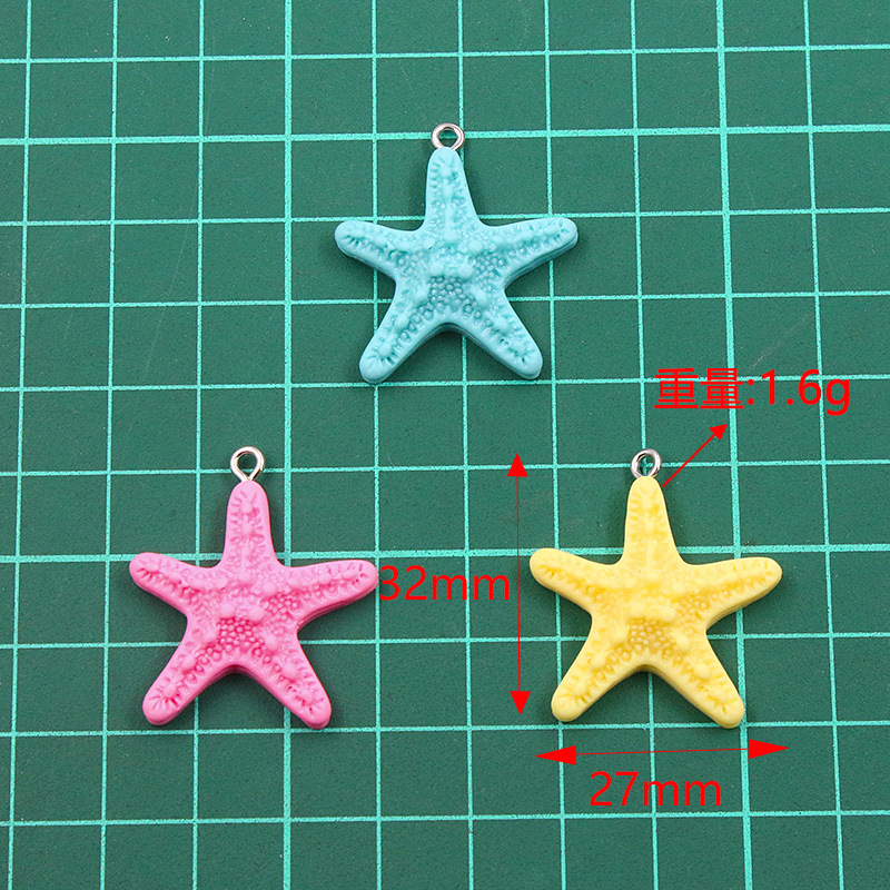 10Pcs Dopamine Color Starfish  - Resin Art Pendant 评论和价格
