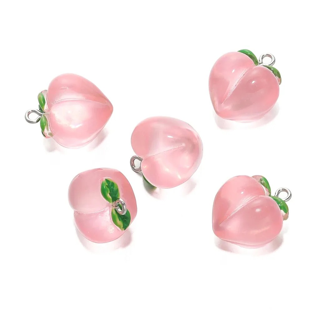 10Pcs Transparent Pink Peach R - Resin Art Pendant 评论和价格