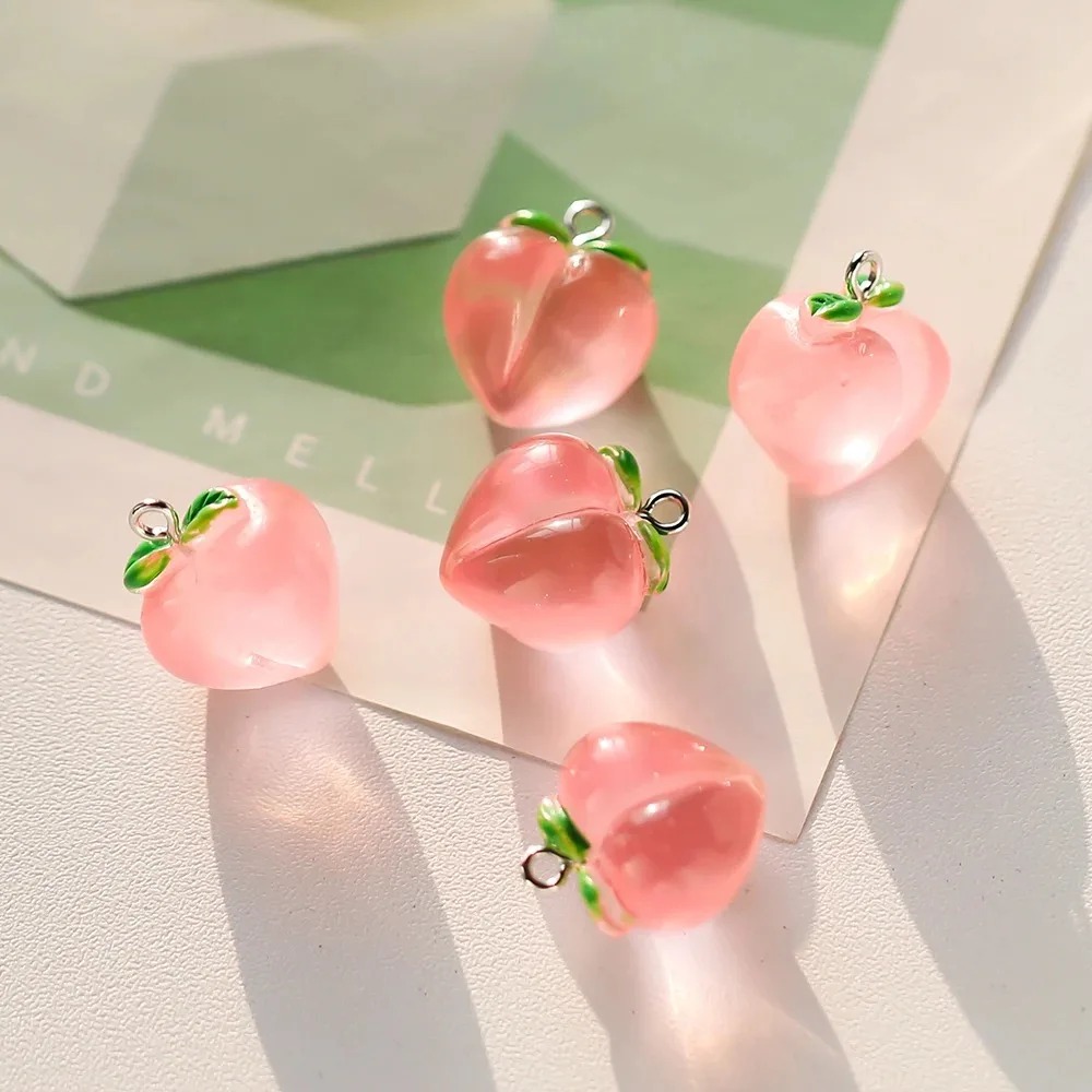 10Pcs Transparent Pink Peach R - Resin Art Pendant 评论和价格
