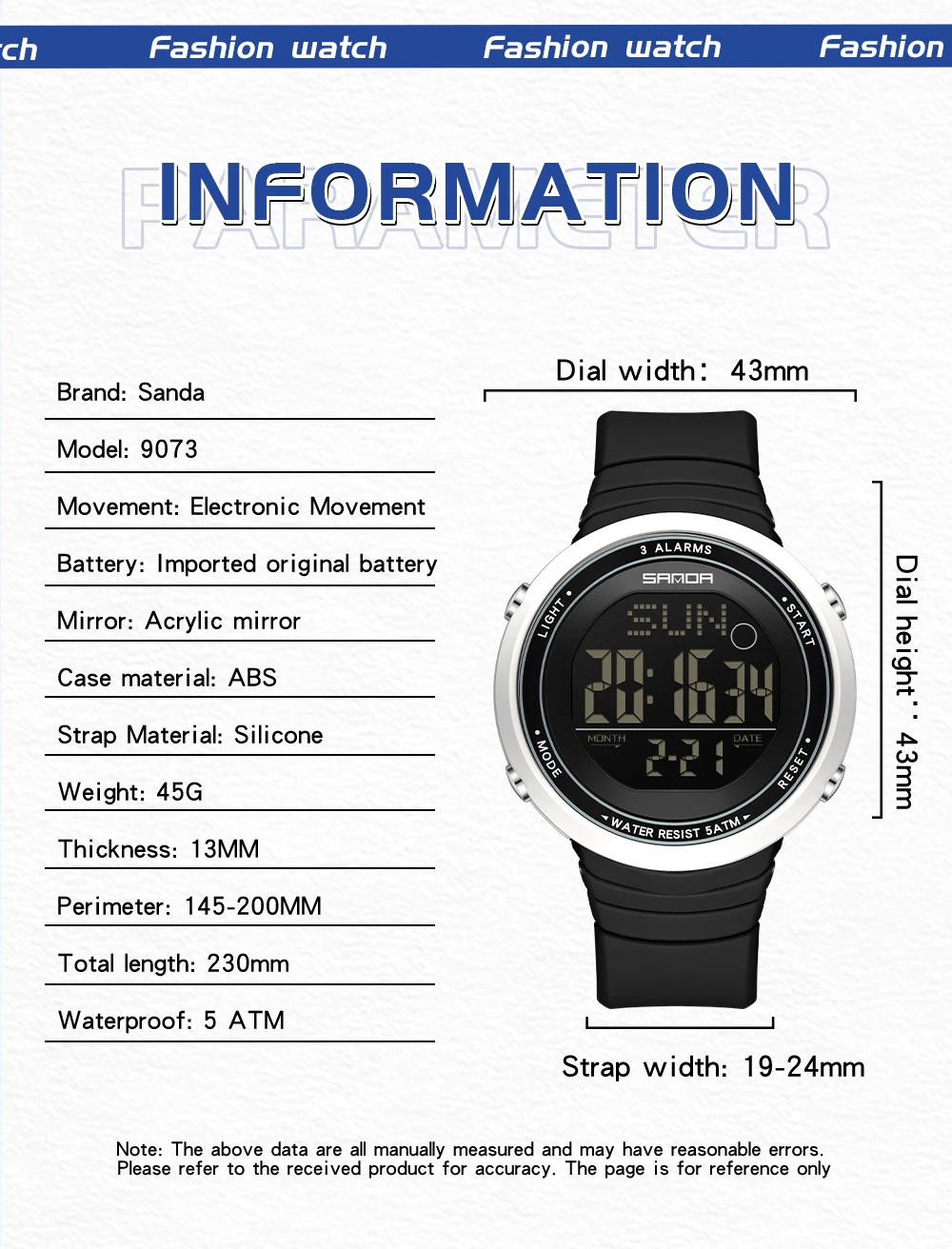 SANDA Digital Sport Watch for  - Resin Art Underwater 评论和价格