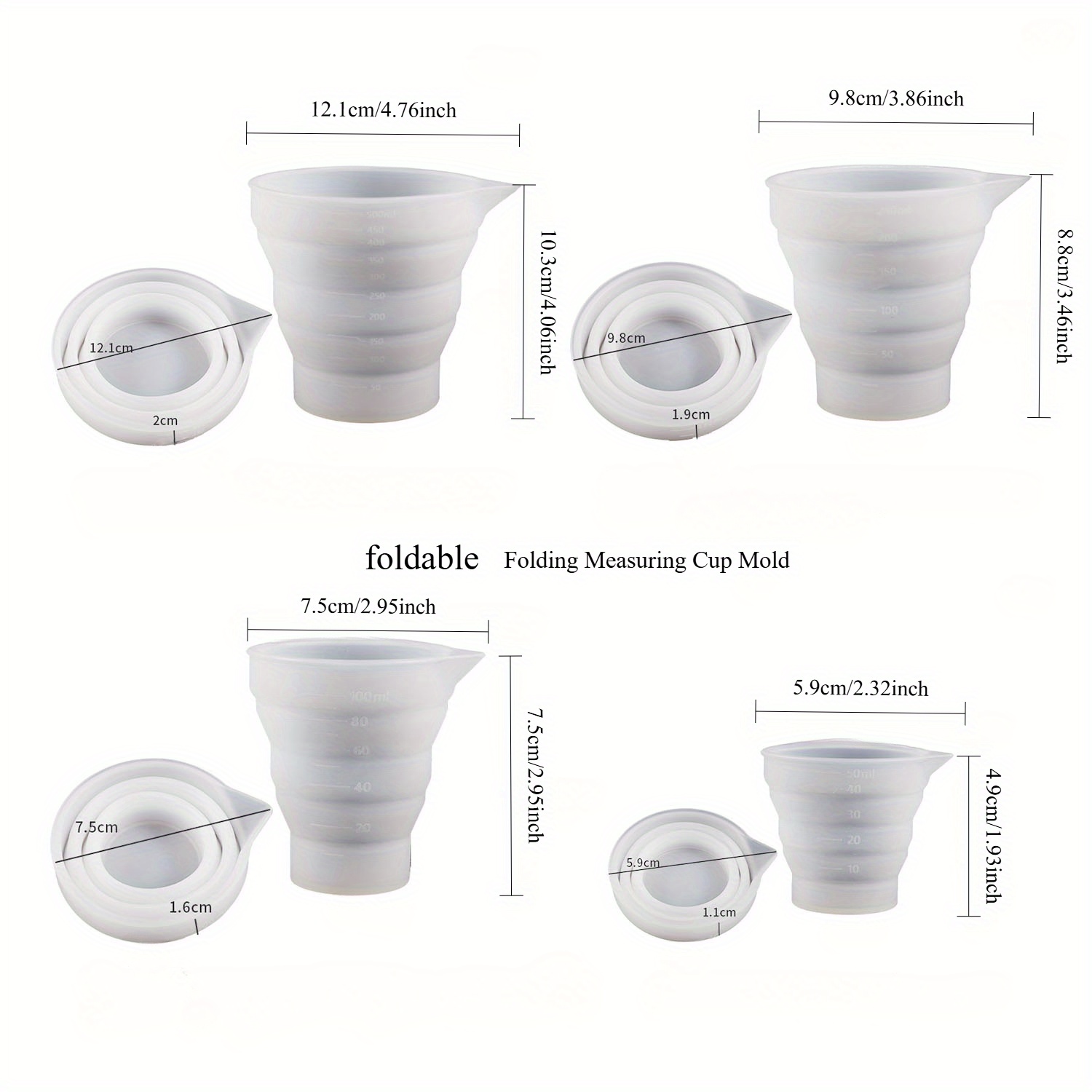 50-500ml Foldable Silicone Mea - Resin Mixing Cup 评论和价格