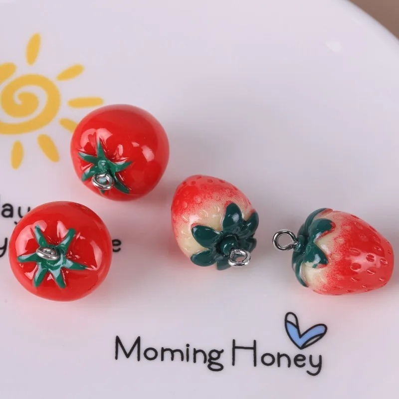 10 Pieces Realistic 3D Strawbe - Resin Art Pendant 评论和价格