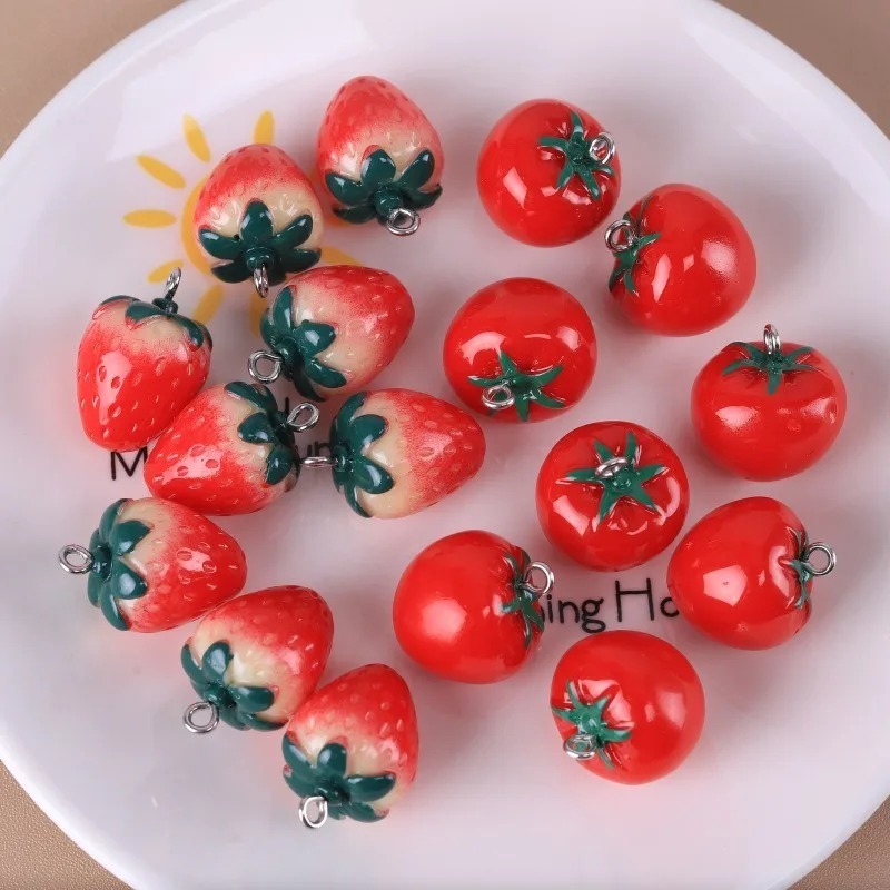 10 Pieces Realistic 3D Strawbe - Resin Art Pendant 评论和价格