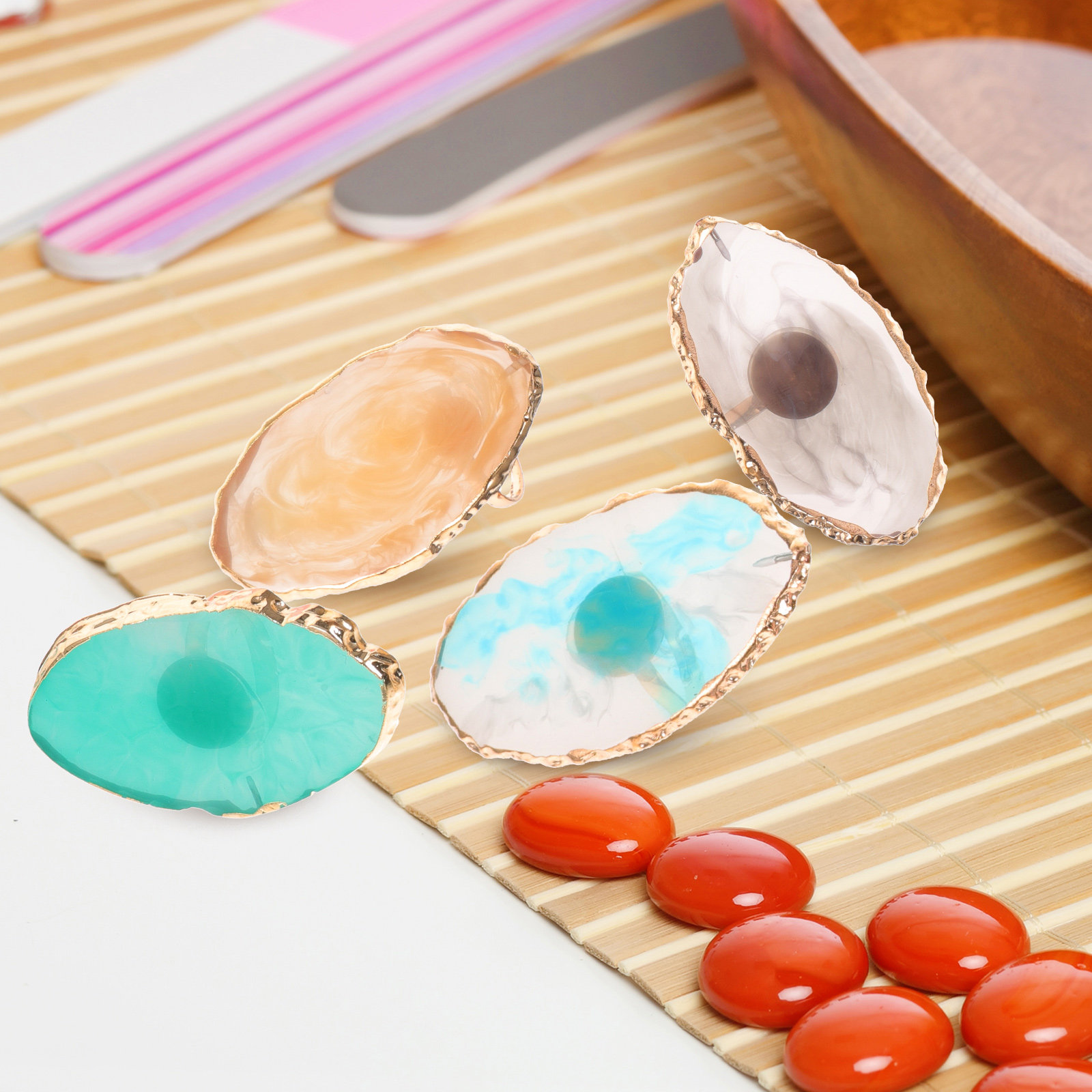 6Pcs Resin Nail Color Mixing P - Resin Art Ring Design 评论和价格