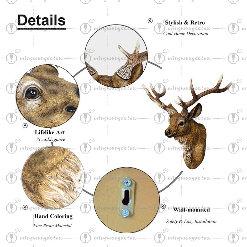 Faux Deer Head 17 inch Faux An - Resin Art Resin 评论和价格