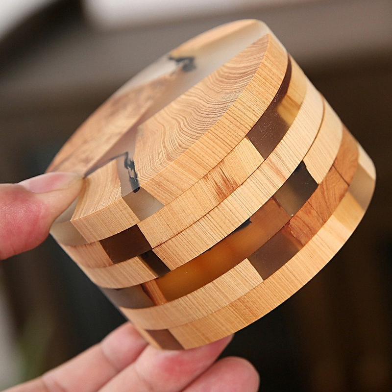 6Pcs Ink Style Tea Cup Coaster - Resin Mixing Cup 评论和价格
