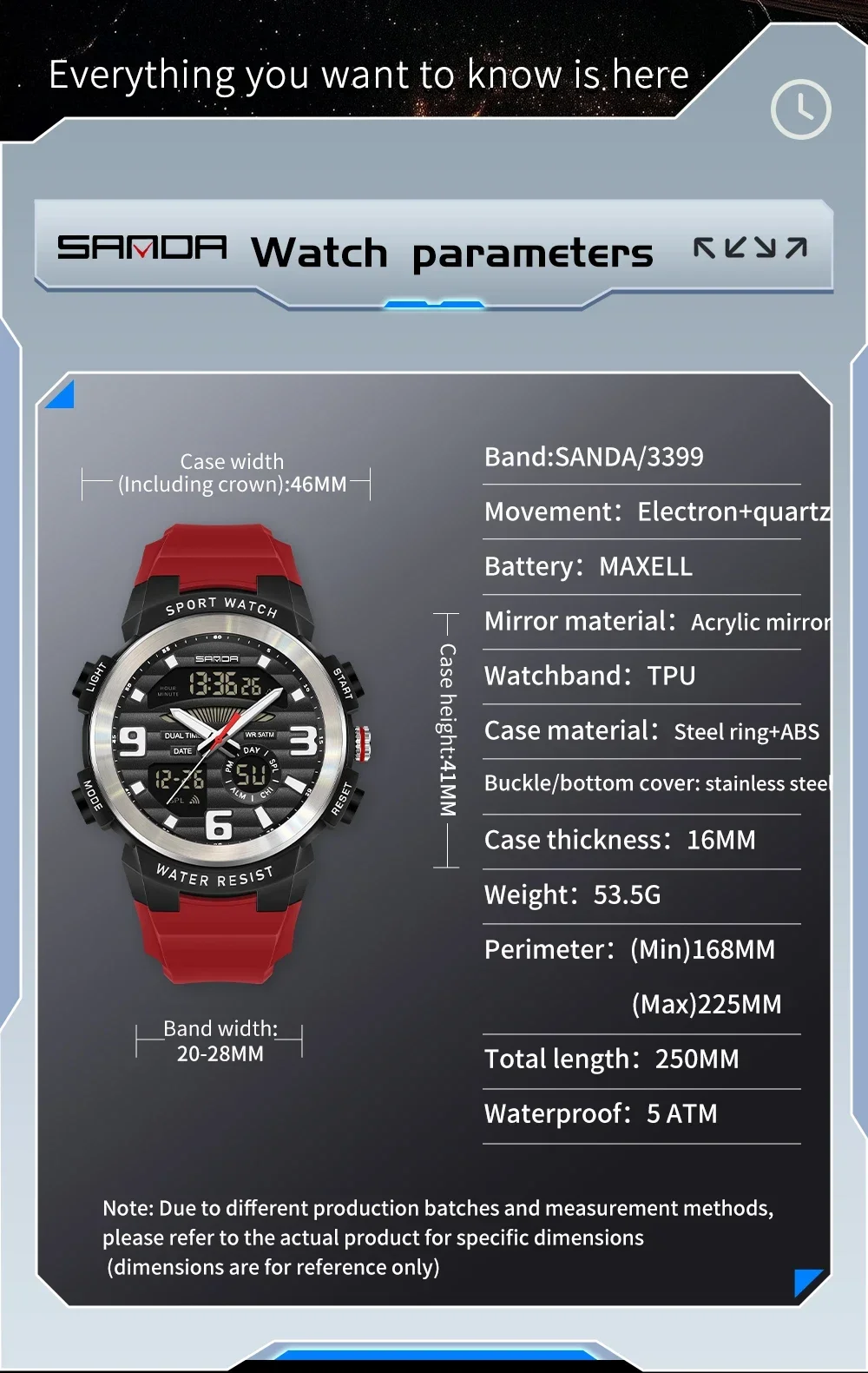 SANDA Multifunction Men Watch  - Resin Art Underwater 评论和价格